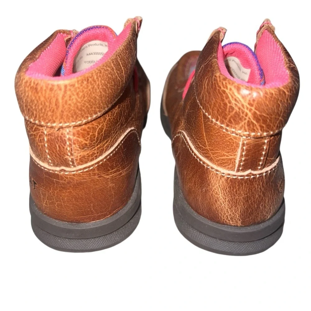 NWOT Ariat Lil' Stompers Toddler Aurora Casual Shoes Cowboy Boots Pink Stripes